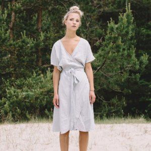 Linenfox Mimosa wrap dress, icy grey, S-M